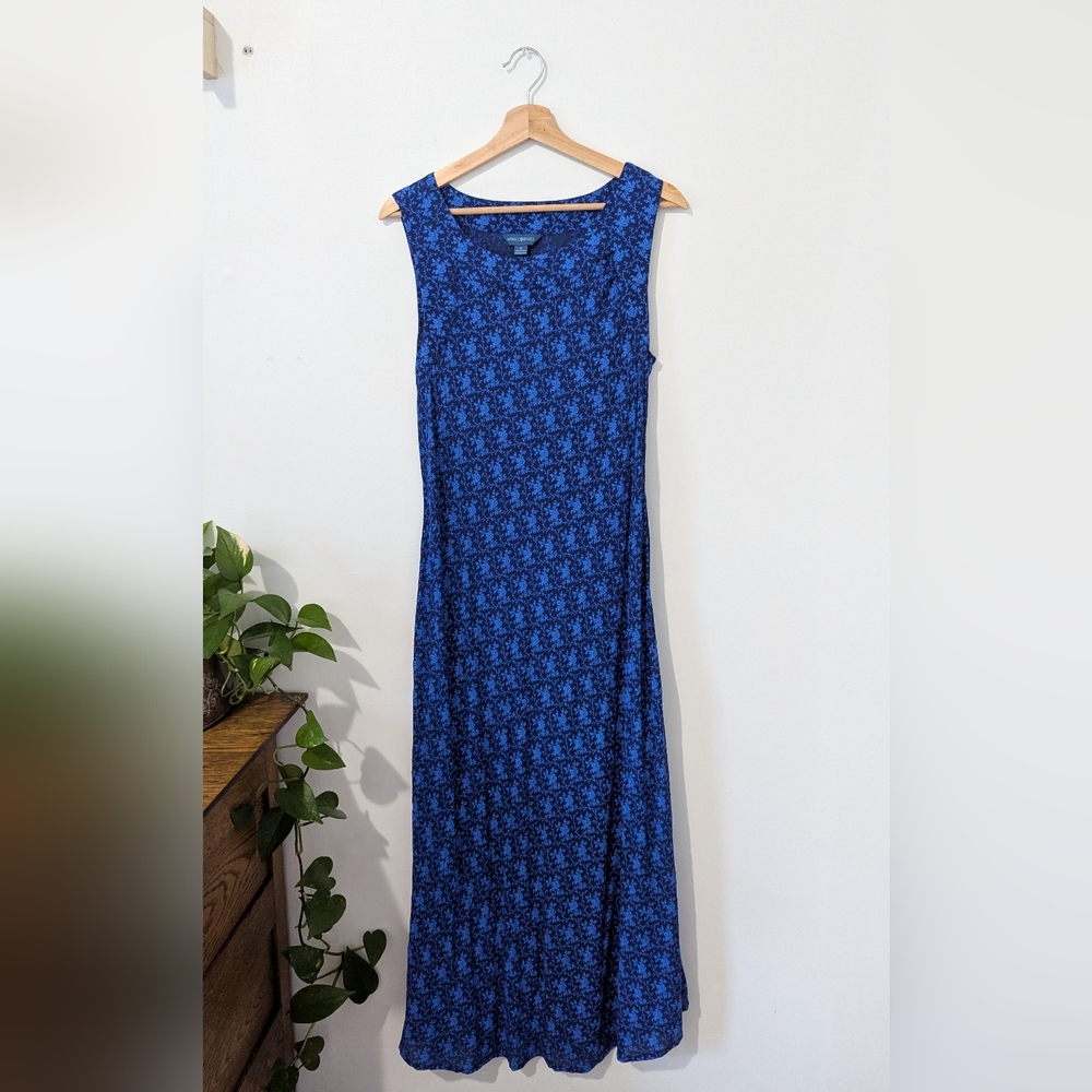 April Cornell Blue Sleeveless Bias Cut Maxi Dress